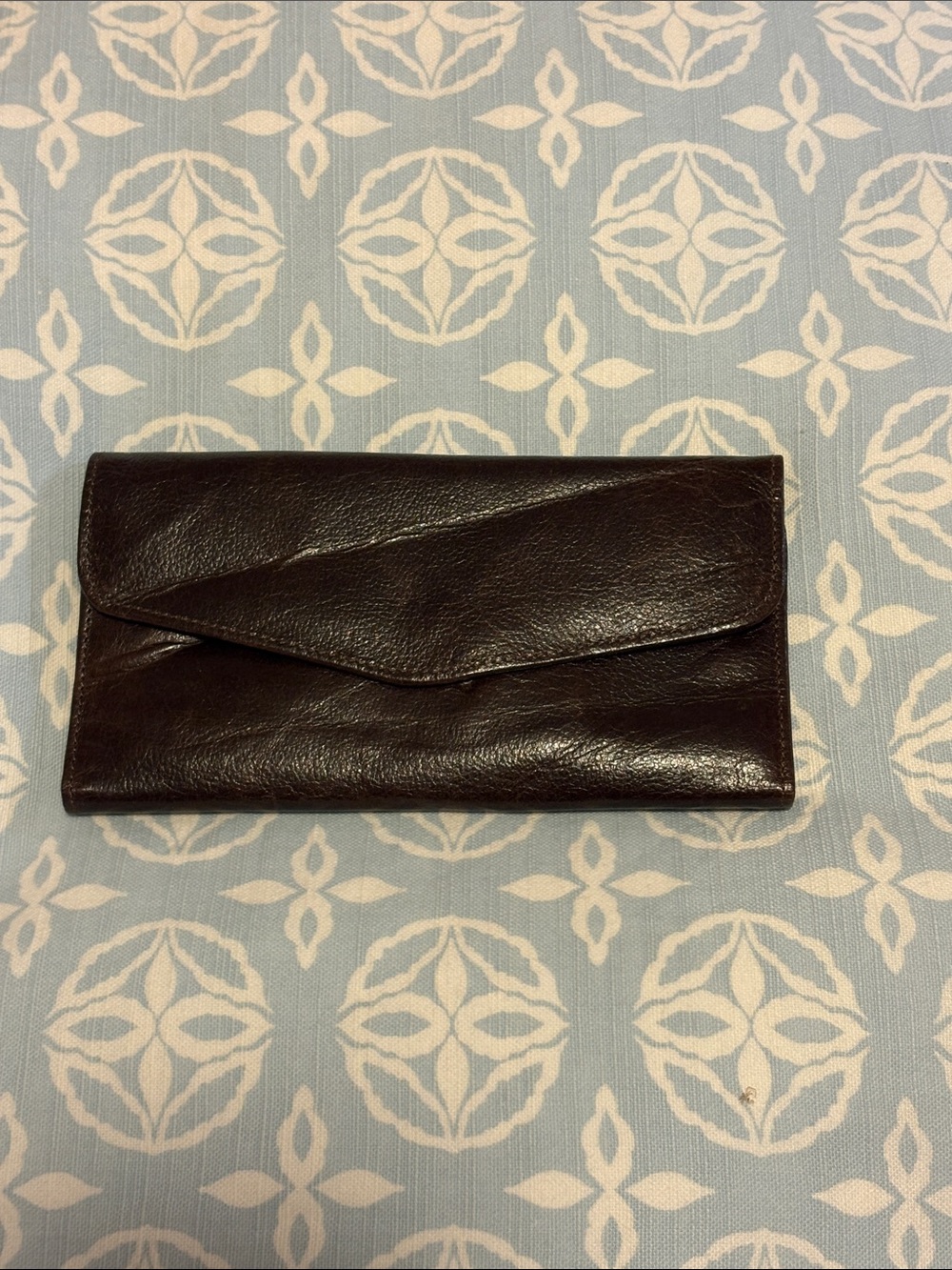 Classic Chestnut Brown Leather Envelope Clutch